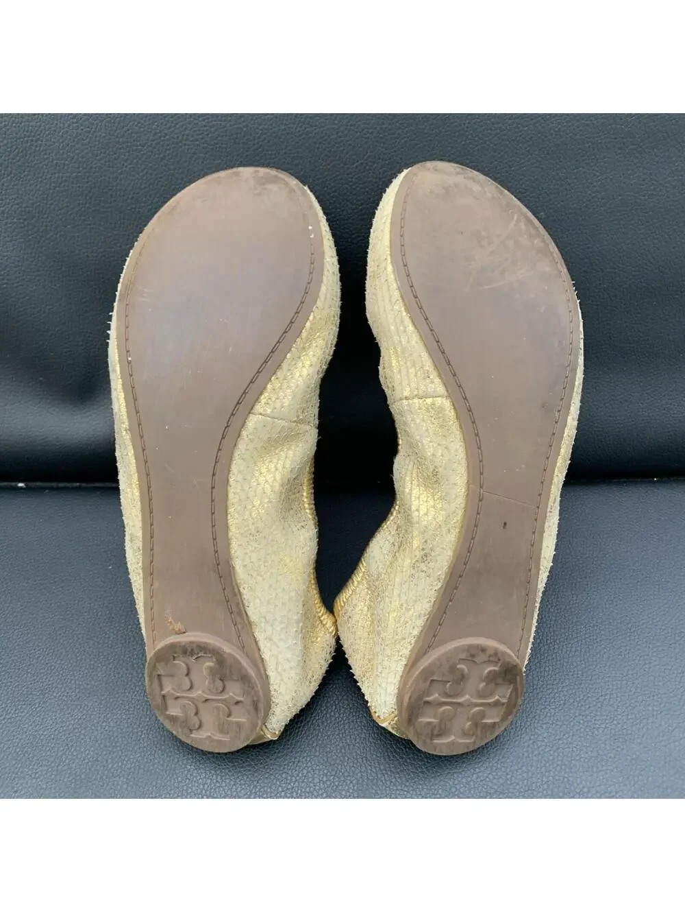 Tory Burch Gold Ballet Flats Sz 8 Womens